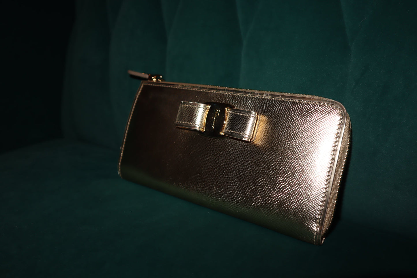 Salvatore Ferragamo Vara Gold Leather Wallet Pre-Loved