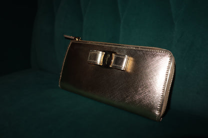 Salvatore Ferragamo Vara Gold Leather Wallet Pre-Loved