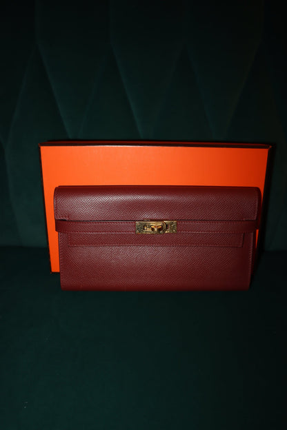 Hermes Ruby Epsom Leather Kelly Classic Wallet Pre-Loved