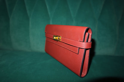 Hermes Ruby Epsom Leather Kelly Classic Wallet Pre-Loved