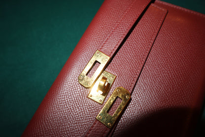 Hermes Ruby Epsom Leather Kelly Classic Wallet Pre-Loved