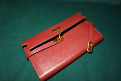 Hermes Ruby Epsom Leather Kelly Classic Wallet Pre-Loved