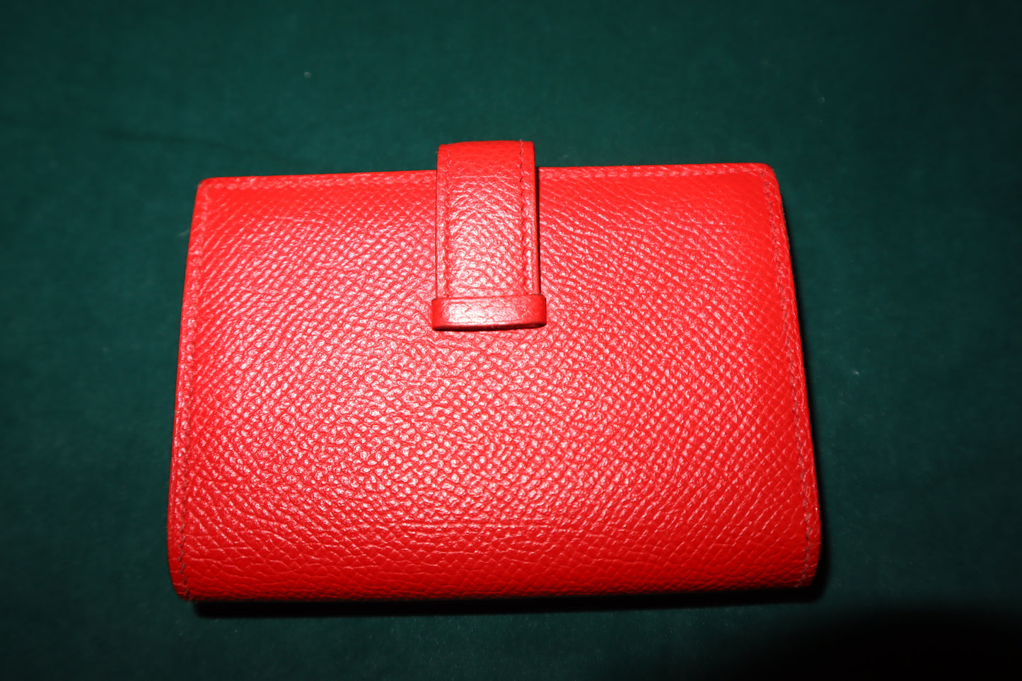 Pre-Loved Hermes Chevre Mysore Mini Bearn Wallet Rouge De Coeur