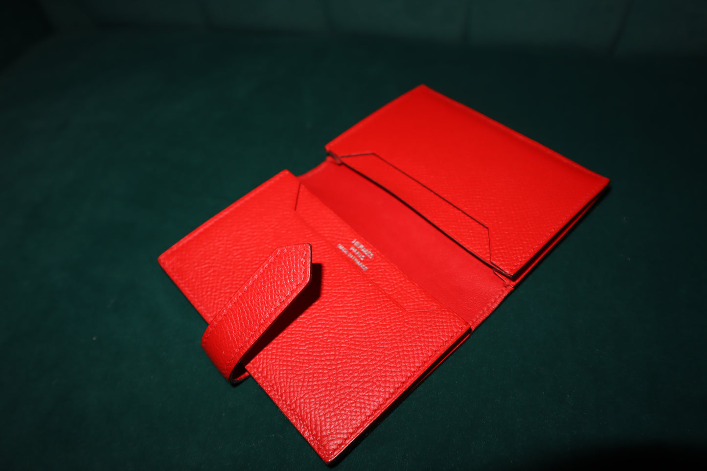 Pre-Loved Hermes Chevre Mysore Mini Bearn Wallet Rouge De Coeur